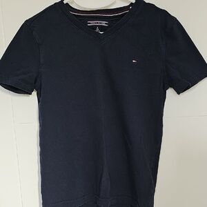 Tommy Hilfiger Navy Blue Short Sleeve V-Neck T Shirt Boys Sz 8